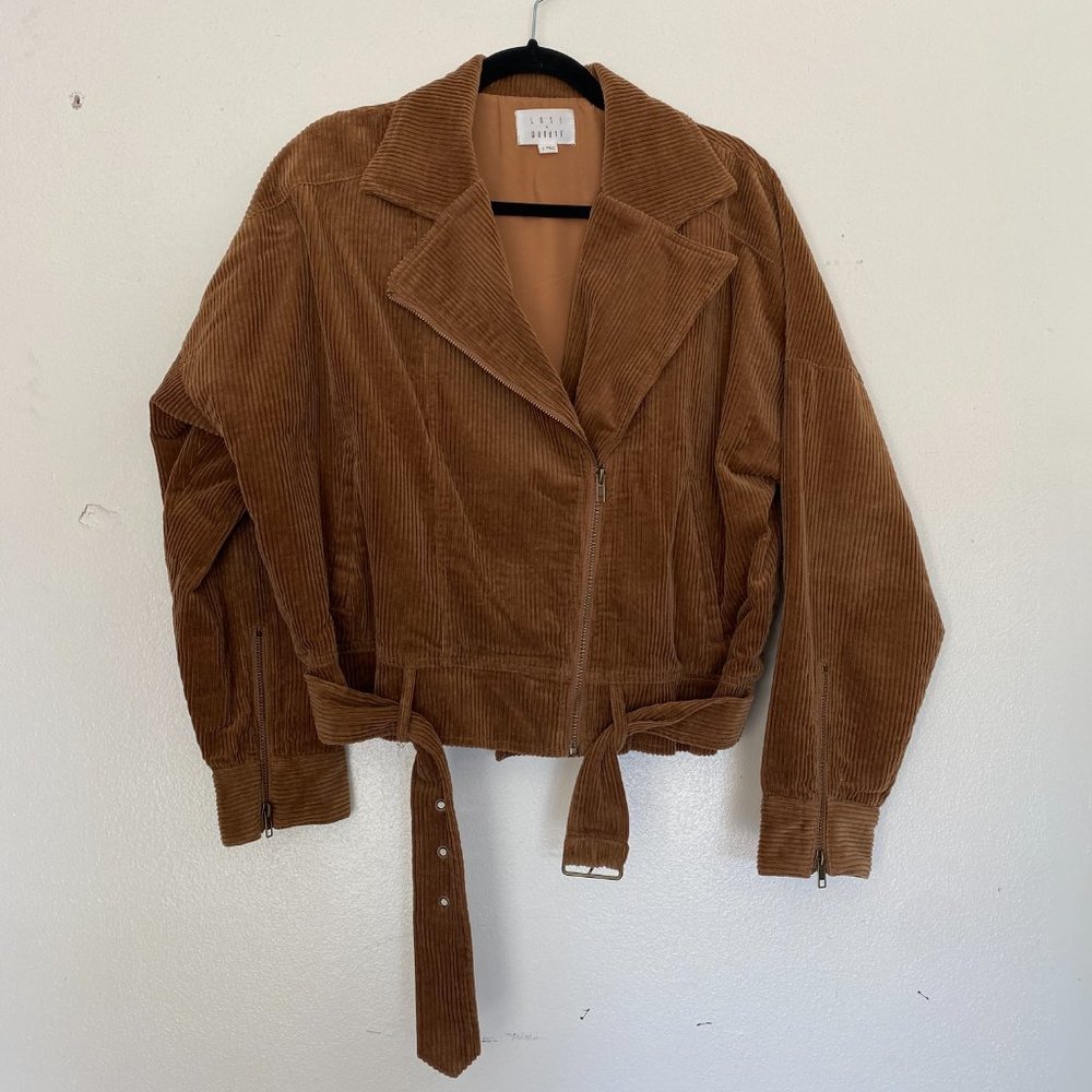 LOST + WANDER Alicia Corduroy Moto Jacket - Mocha